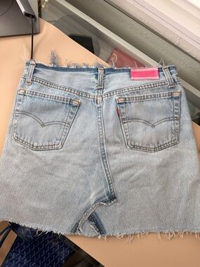 Levi's Lightwash Denim Mini Skirt with Pink Label